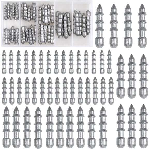 50pcs Fishing Nail Weights Kit Insert Sinkers Wacky Worm Weights for Bass Fishing Soft Plastic Lures Nail Sinkers Wacky Rig Neko Rig 4 Sizes