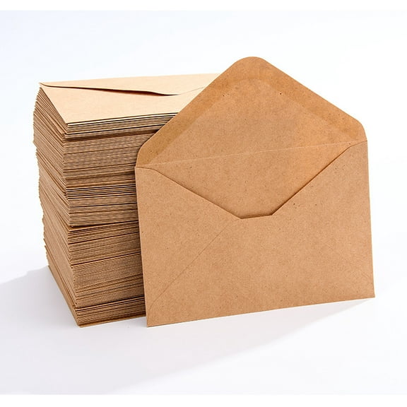 50pcs Flap Kraft Paper Envelopes Self-adhesive, 4.13 x 6.1 in, Brown