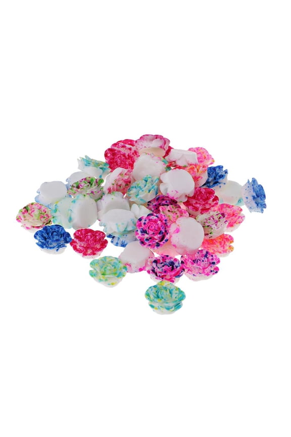 50pcs Flatback Buttons Flower Rhinestone Resin Charms Pendant Embellishments Dia 14mm DIY Ornament - mixed colors
