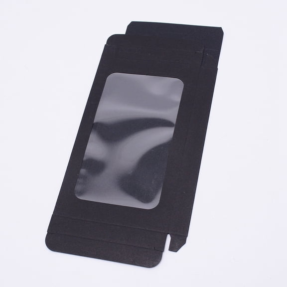 50pcs Foldable Creative Kraft Paper box Wedding Favor boxes Favour box Paper Gift box with PVC Clear Window Rectangle Black 17.5x9x1.5cm