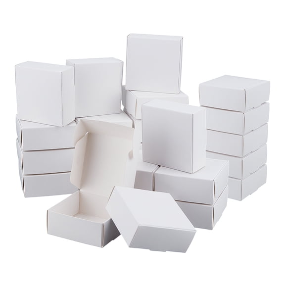 50pcs Foldable Square Paper Storage Gift boxes Paper Packaging Cases White 8.5x8.5x3.5cm