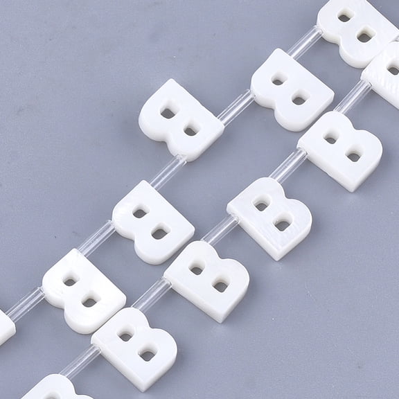 50pcs Freshwater Shell Beads Top Drilled Beads White Letter.B 10x7.5x3mm Hole: 0.8mm
