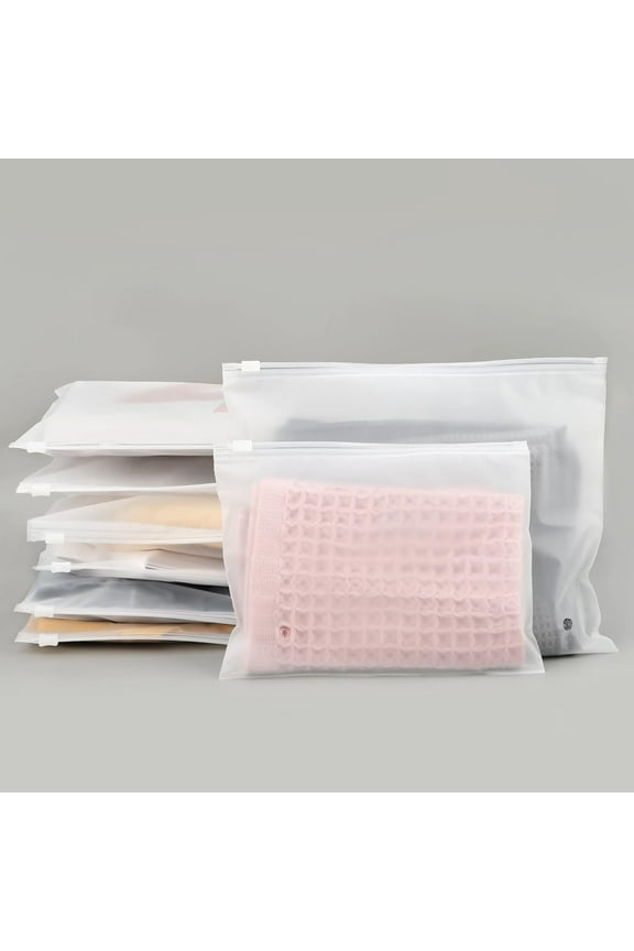 50pcs Frosted Zipper Bags, Zip Clear Bags for Packaging T-Shirt, Shirt, Document, 3 Mil, 14X12" Mailing Bags with Vent Holes and Reinforced Sides, Poly Zipper Frosted Bags for Clothing