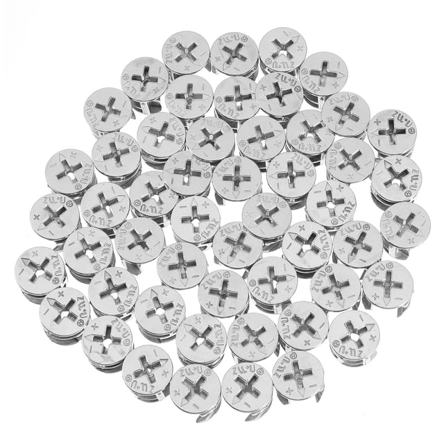 50-Set Furniture Connecting Kits – Camlock Link Nails, Zinc Alloy JST Connector For Cabinets, Wardrobes, Desks & Drawers, Silver Finish