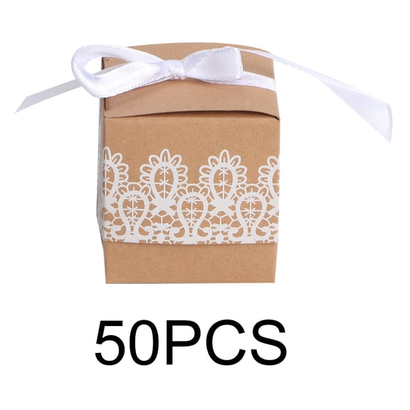 Slatcetga 50pcs Gift Favor Box Candy Ribbon Paper Boxes Wedding Birthday Party Decoration