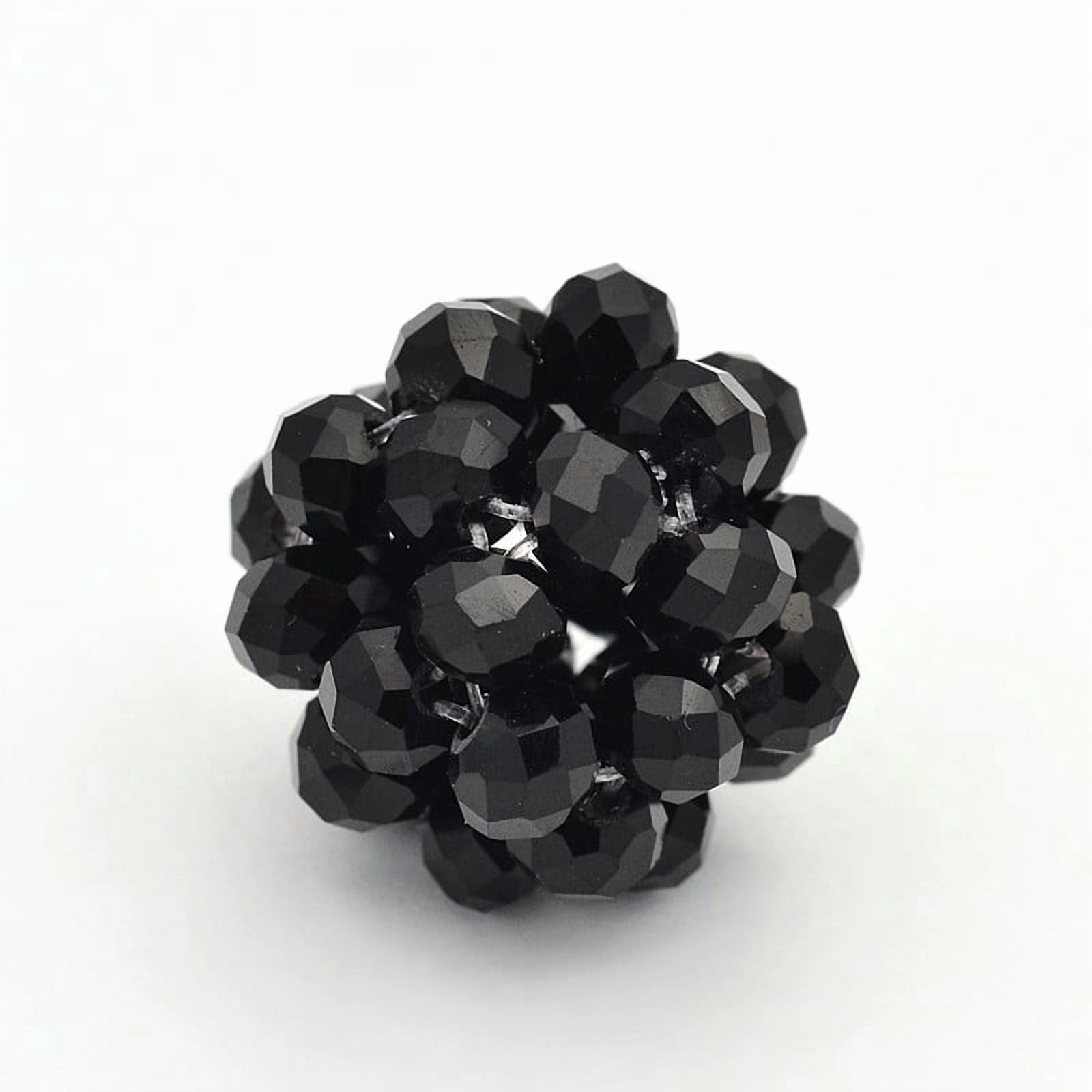 50pcs Glass Round Woven Beads Cluster Beads Black 27mm Beads: 8mm