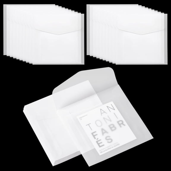 50pcs Glassine Paper Envelopes 3.9 x 3.9 inch Translucent Paper Envelope Bag Square Invitation Envelopes Greeting Card Envelopes for Weddings Craft Photos Graduation Lottery Tickets