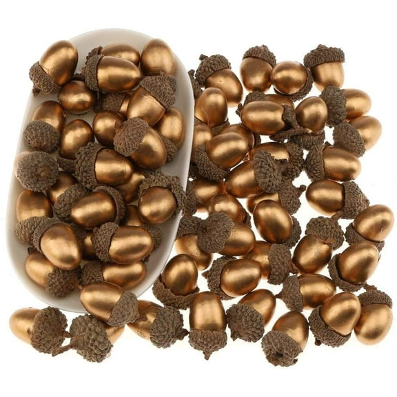 50pcs Gold Artificial Acorn Fake Golden Acorns DIY Craft Material Home Party Christmas Fruit Decoration