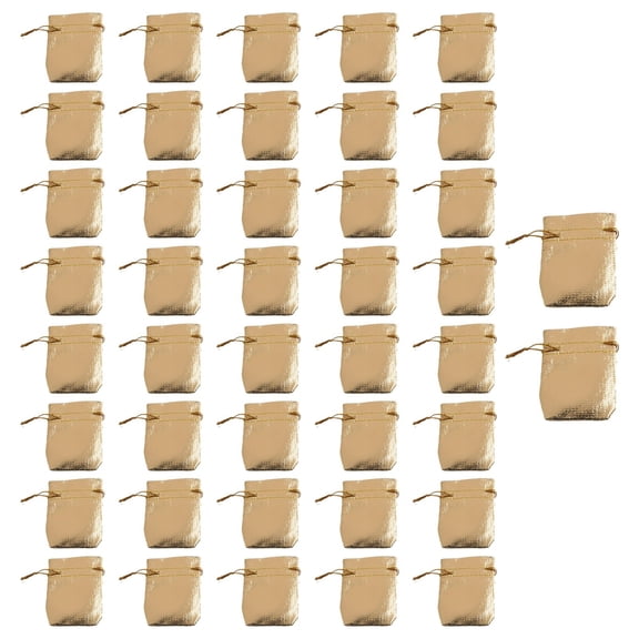 50pcs Gold Silver Organza Bag Jewelry Packaging Bag Wedding Party Favour Candy Bags Favor Pouches Drawstring Gift-Bags Gold 5*7cm Smile Home