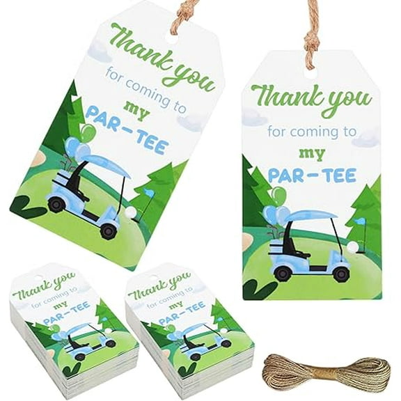 50pcs Golf Thank You Tags for Boys Golf Theme Appreciation Tags with String Thank You for Coming to My Party Tags for Sports Theme Golf Birthday Party Favors