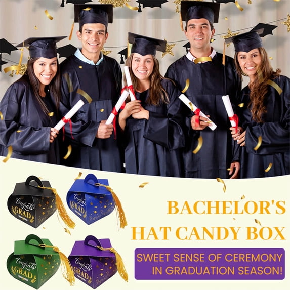50pcs Graduation Cap Shaped Candy Gift Boxes, Mini Festival Treat Container, Small Cardboard Box for Party Favors, Souvenirs, Graduation Celebrations, Gift Packaging and Holiday Storage, Black