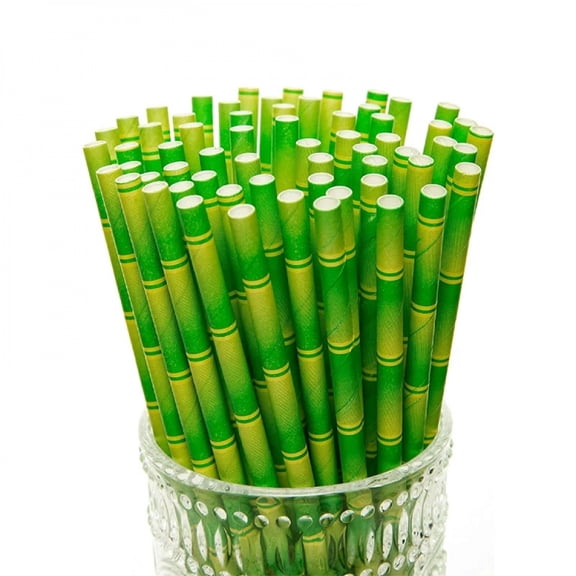50pcs Green Bamboo Paper Birthday Wedding Decorative Event Supplies Drinking Straw party decorations disposible drinking straws