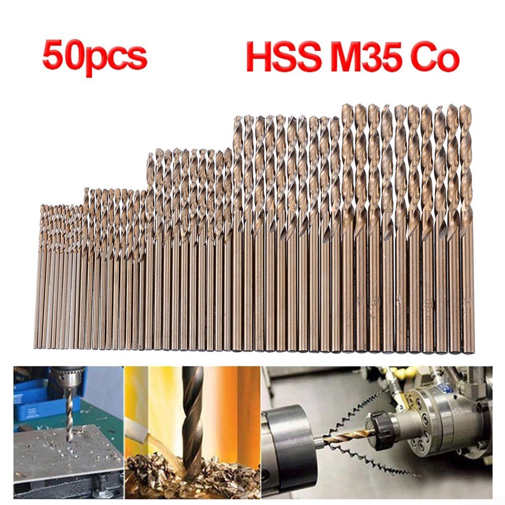 50pcs HSS M35 Cobalt Drill Bit 1mm 1.5mm 2mm 2.5mm 3mm used for ...