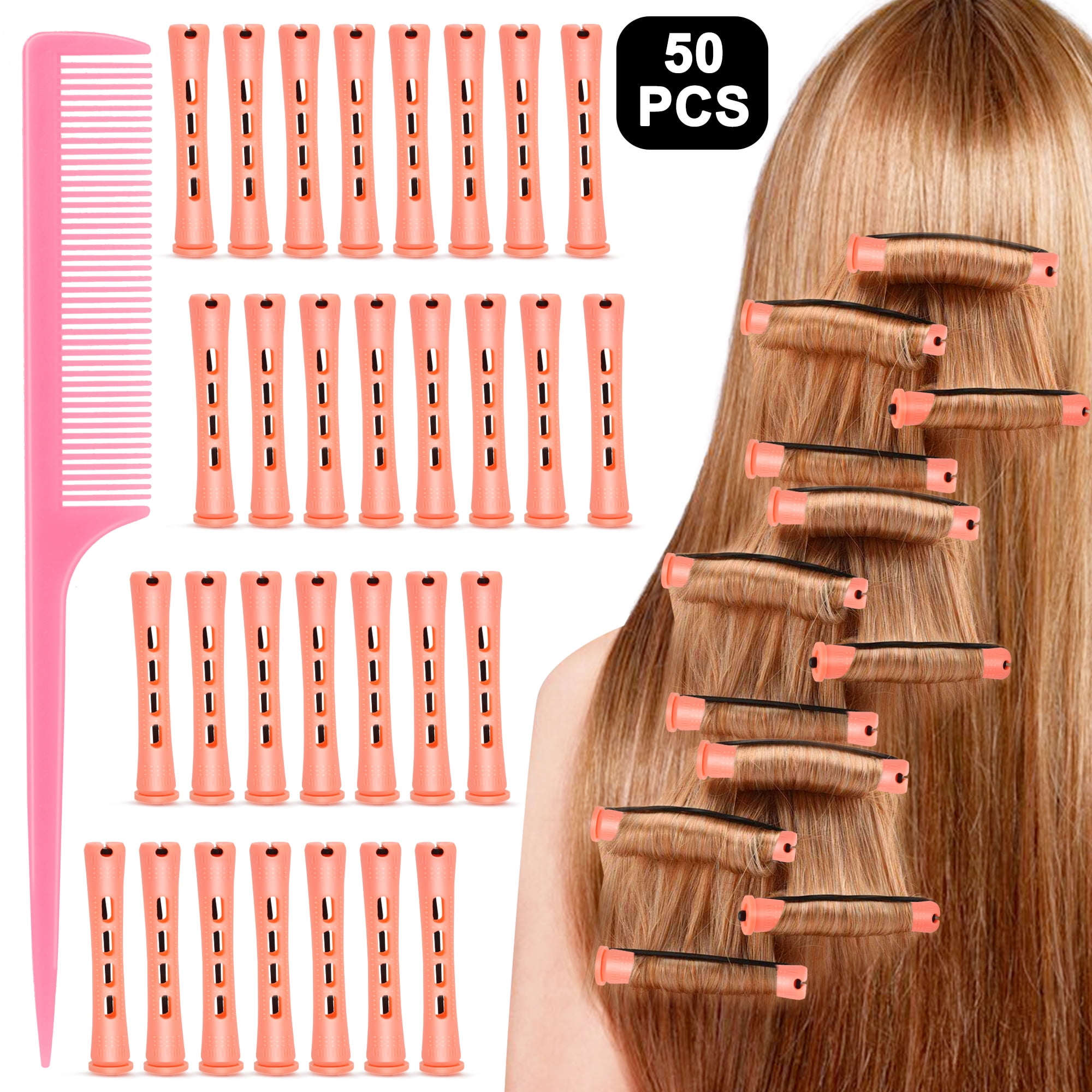 50pcs Hair Perm Rods, EEEkit Cold Wave Rods, Hair Curling Rollers with