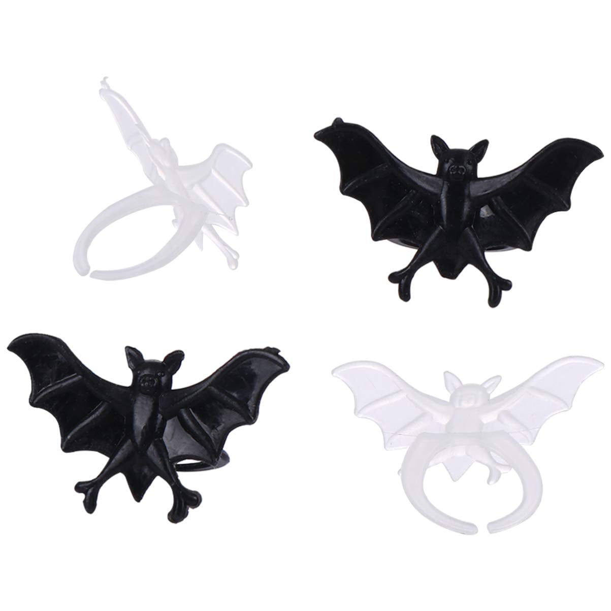 50pcs Halloween Bat Ring Plastic Glow-in-The-Dark Trick or Treat Toy ...