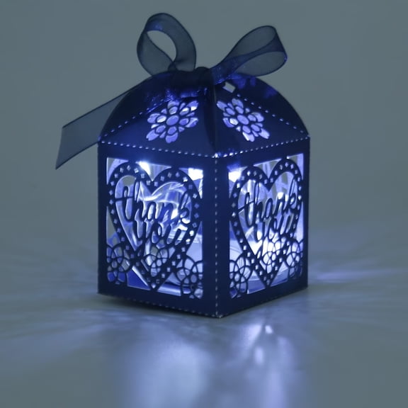 50pcs Halloween gift box love candy box chocolate gift box laser cutting wedding candy box for wedding return gift birthday party bridal shower with ribbon (50 pieces blue)