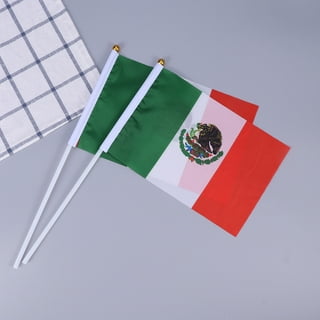 Anley Mexico Mini Flag 12 Pack - Hand Held Small Miniature Mexican Flags on  Stick - 5x8 Inch 