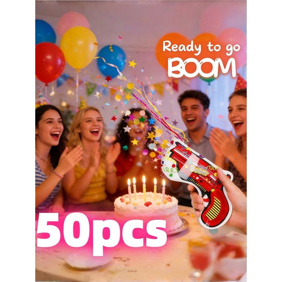 50pcs Handheld Inflatable Balloon Confetti Poppers Suitable For Wedding Birthday Graduation Party Decoration And Entertainment