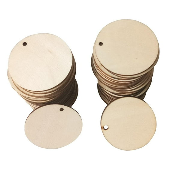 50pcs Handmade Wooden Discs Gift Tags Hanging Decorations for Cards Tags to Make ( String Not Included ) , as described, 5cm