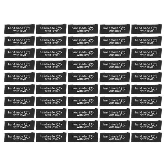 50pcs Handmade with Love Sewing Labels Embroidered Label Tags for Sew on Clothing Black