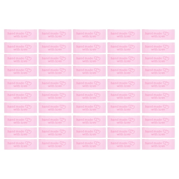 50pcs Handmade with Love Sewing Labels Embroidered Label Tags for Sew on Clothing Pink