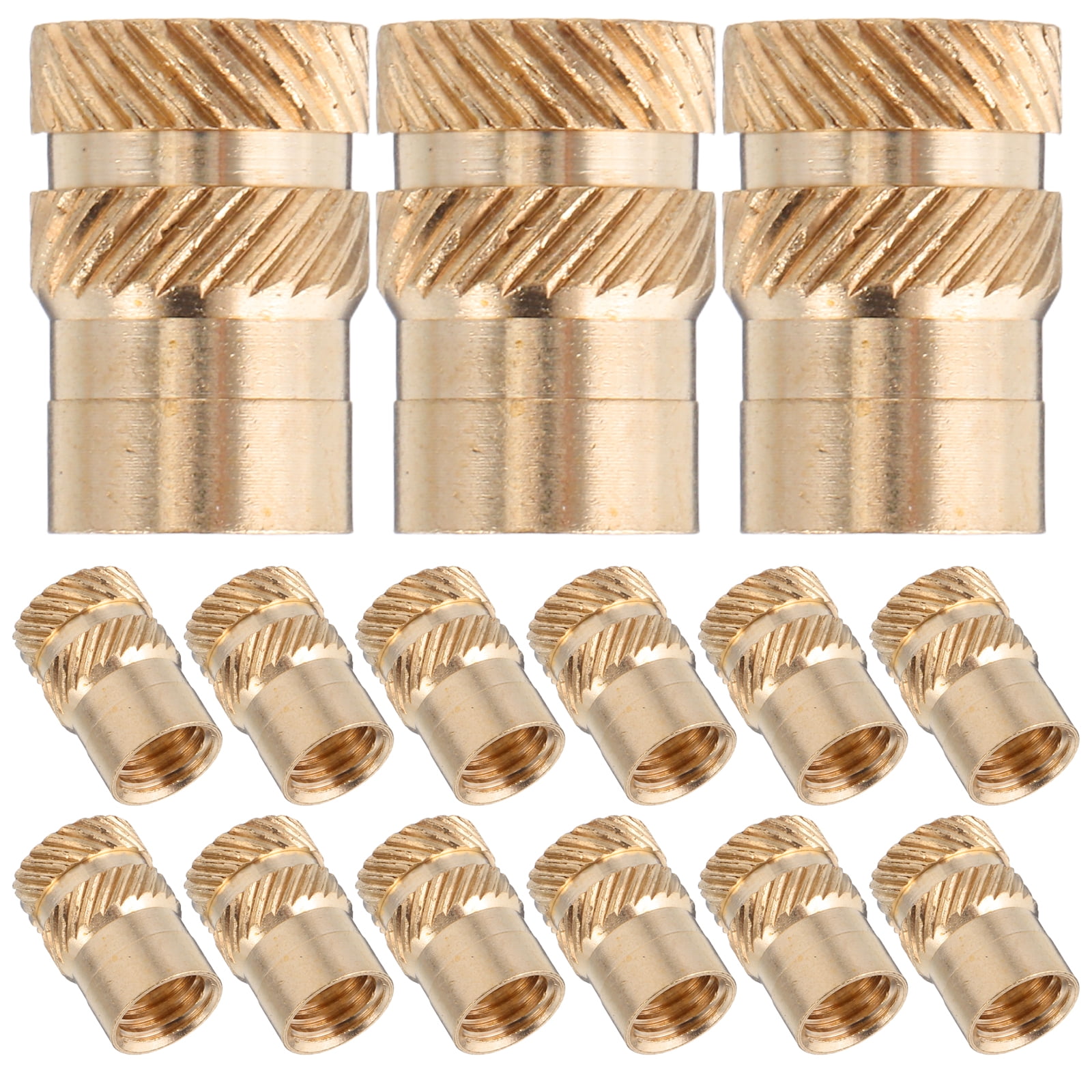 DEEPCRAFF Brass Knurled Threaded Inserts, Golden Nuts for Home and Projects, Secure and Fastening