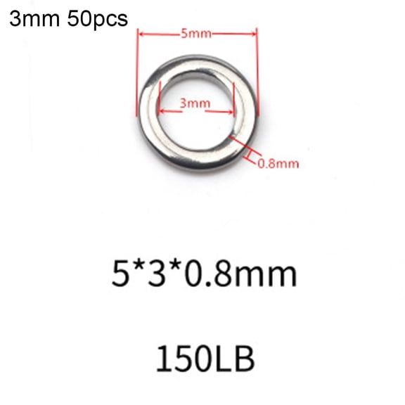 50pcs High Strength Stainless Steel Fishing Solid Ring Seamless Split ring Swivel Knot Lure Tools for Heavy Duty Use
