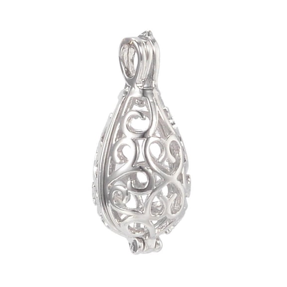 50pcs Hollow Brass Locket Pendants teardrop Cadmium Free & Nickel Free & Lead Free 28x13x12mm Hole: 2.5mm 10x17mm inner size