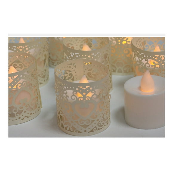 Clispeed 50Pcs Yellow Filigree Candle Wraps Decorative Hollow Paper Wraps for Candle Decor