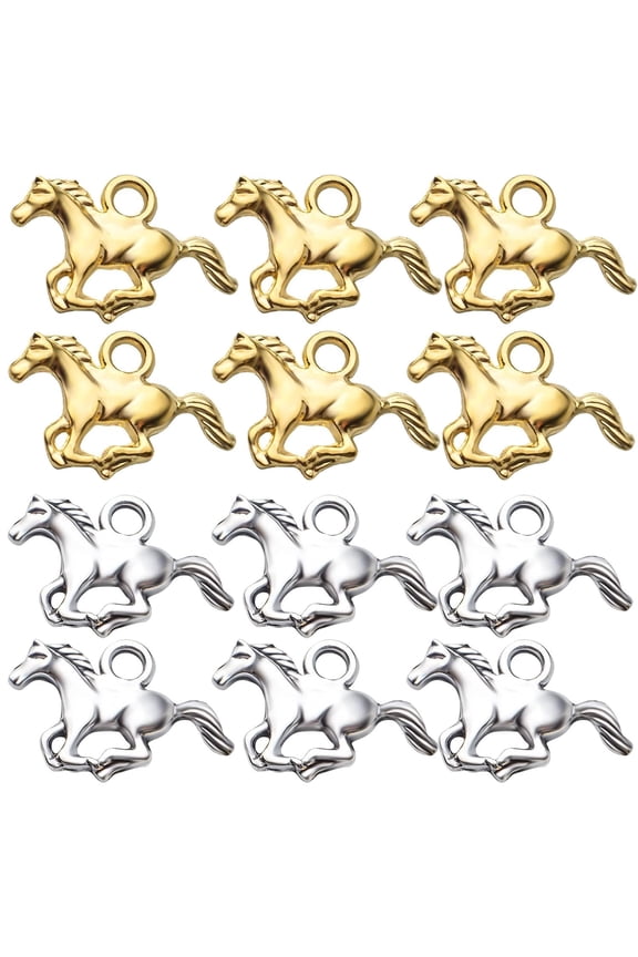 50pcs Horse Charms Pendants Tibetan Alloy Animal Charms Equestrian Horsemanship Beads Crafts Supplies for DIY Bracelet Jewelry Making Findings