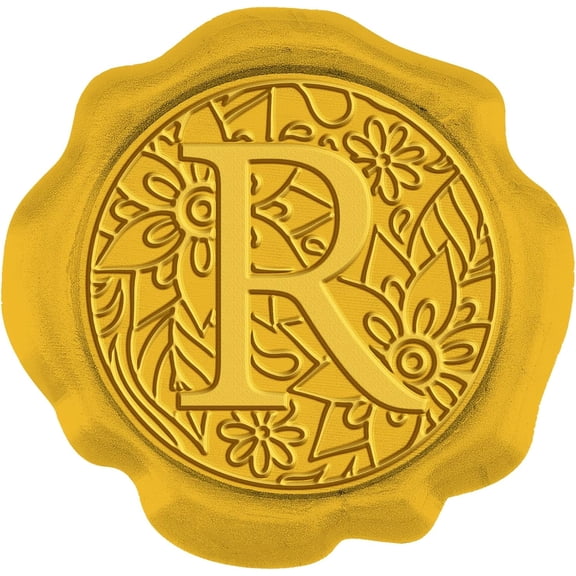50pcs Initial Alabet R Wax Seal Stickers Vintage Botanical Leaves Letter Adhesive Wax Seal Stickers Gold Envelope Wax Stickers for Invitations Cards DIY Craft Waxing Gift Wrapping