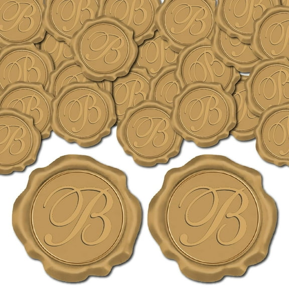 50pcs Initial B Wax Seal Stickers Adhesive Alphabet Envelope Sealing Stickers Decoration Bronze Sticker