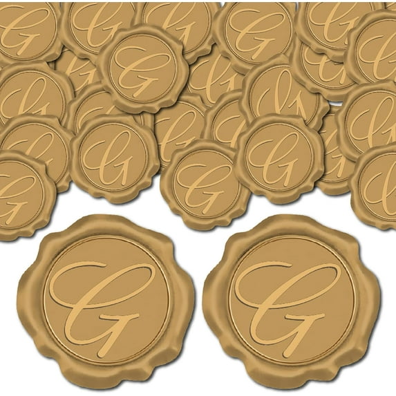 50pcs Initial G Wax Seal Stickers Gold Alphabet Adhesive Envelope Seal Stickers Decoration Stickers for Wedding Invitation Envelope Decor Birthday Party Craft Scrapbook DIY