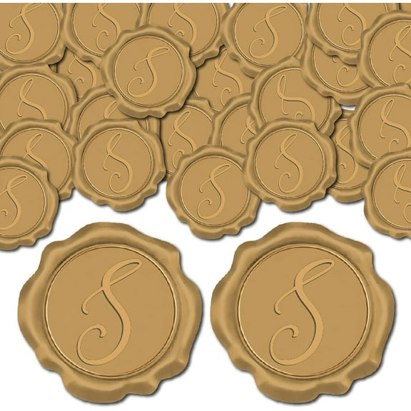 50pcs Initial S Wax Seal Sticker Alphabet Adhesive Envelope Seal Stickers Gold Decoration Stickers for Birthday Party Wedding Invitation Envelope Decor Craft Scrapbook DIY
