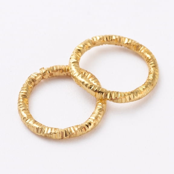 50pcs Iron Textured Jump Rings Soldered Jump Rings Closed Jump Rings for Jewelry Making Golden 18 Gauge 15x1mm Inner Diameter: 12mm