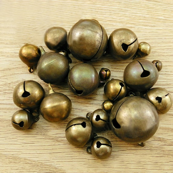 50pcs Jingle Bells Vintage Bronze Metal Christmas Jingle Bells Charms for Festival DIY Decoration,12mm