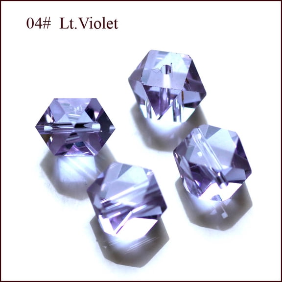50pcs K9 Glass Imitation Austrian Beads Grade AAA Faceted Cornerless Cube Beads Lilac 7.5x7.5x7.5mm Hole: 0.9~1mm