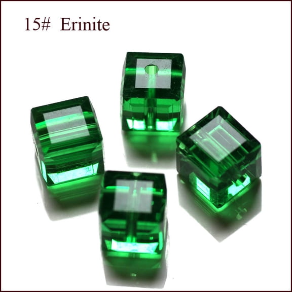 50pcs K9 Glass Imitation Austrian Beads Grade AAA Faceted Cube Green 8x8x8mm(size within the error range of 0.5~1mm) Hole: 0.9~1.6mm