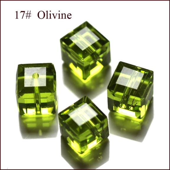50pcs K9 Glass Imitation Austrian Beads Grade AAA Faceted Cube Yellow Green 8x8x8mm(size within the error range of 0.5~1mm) Hole: 0.9~1.6mm DIY
