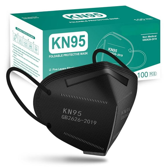 50pcs KN95 Face Mask Black 5 Layer Cup Dust Safety Masks Filter Efficiency≥95% Breathable Elastic Ear Loops Black Masks