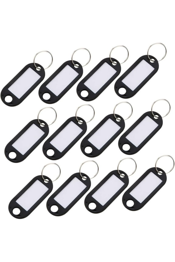 50pcs Keychain Tag Colored Tabs Keychain for Keys Plastic Keychain Key Holder for Keychain Key Chains Key Fob Keychain Name Tag NumberIdNumber Split Ring Pp Black
