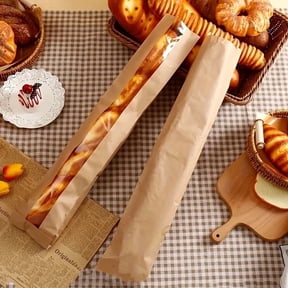 50pcs Kraft Paper Bags with Clear Windows for Baguettes Croissants Bread Snacks - Eco-Friendly Durable Packaging for Home Bakers Bakery Use
