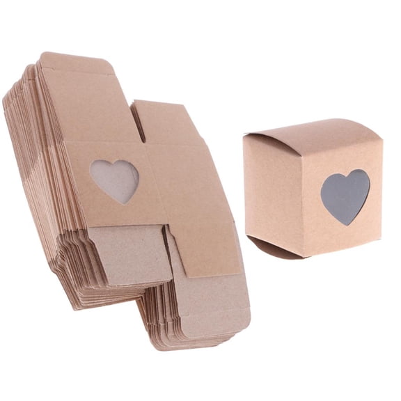 50pcs Kraft Wedding Favors Gift Candy Boxes Heart Window Wedding Party Decor
