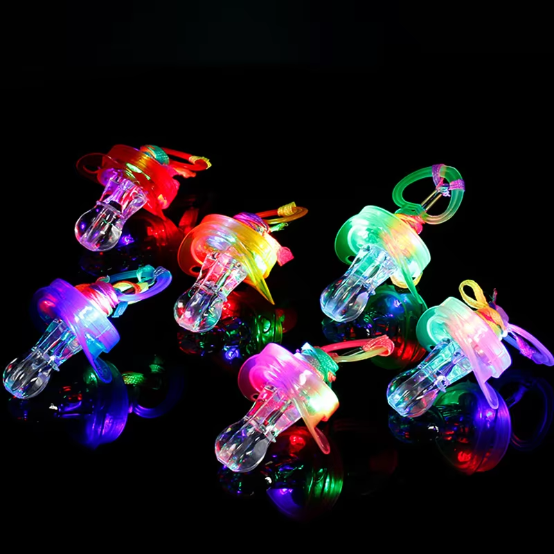 50pcs LED Pacificers LED Light Up Pacifiers Necklace Flashing Pacifiers Whistles LED Rave Pacifiers Glowing Pacificer Glow in The Dark Party Favors for Halloween,Christmas,Birthday