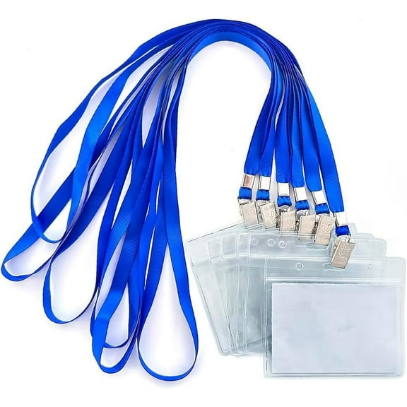 50pcs Lanyard with ID Holder for Name Tags Waterproof Type Clear Plastic Name Badge Holder Id Card