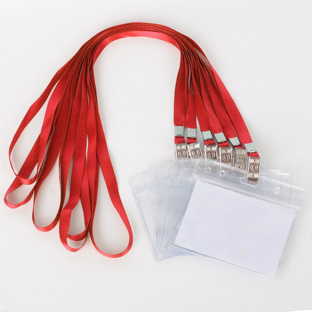 50pcs Lanyards with ID Holder for Name Tags Waterproof Type Clear Plastic Name Badge Holder Id Card