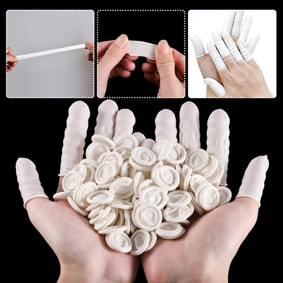 50pcs Large Disposable Latex Finger Cots Anti Static Rubber Fingertips Protective Finger cots for Electronic Repair, Handmade, Industrial Apply