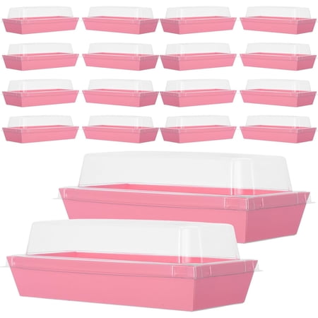 50pcs Large Rectangular Sandwich and Bakery Takeout Boxes with Lids, Pink Food-grade Disposable Containers for Wraps, Pastries, Bacon, and Scallops Storage