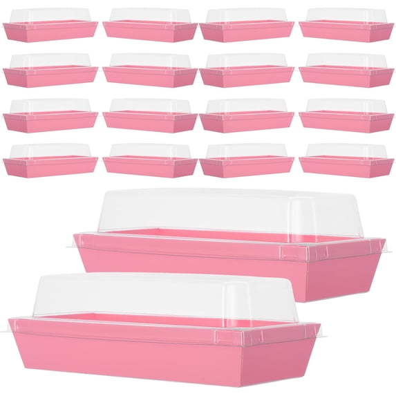 50pcs Large Rectangular Sandwich and Bakery Takeout Boxes with Lids, Pink Food-grade Disposable Containers for Wraps, Pastries, Bacon, and Scallops Storage