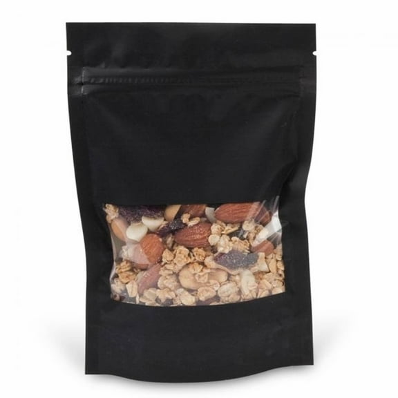 50pcs Large Satin Black Stand-Up Zipper Pouch for Halloween Party - Size 6-5/8 x 2-1/2 x 10-1/8 in - 5mil